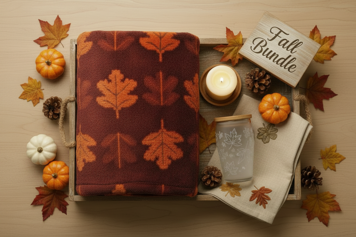 Fall Bundle - Leaf Glass with Bamboo Lid